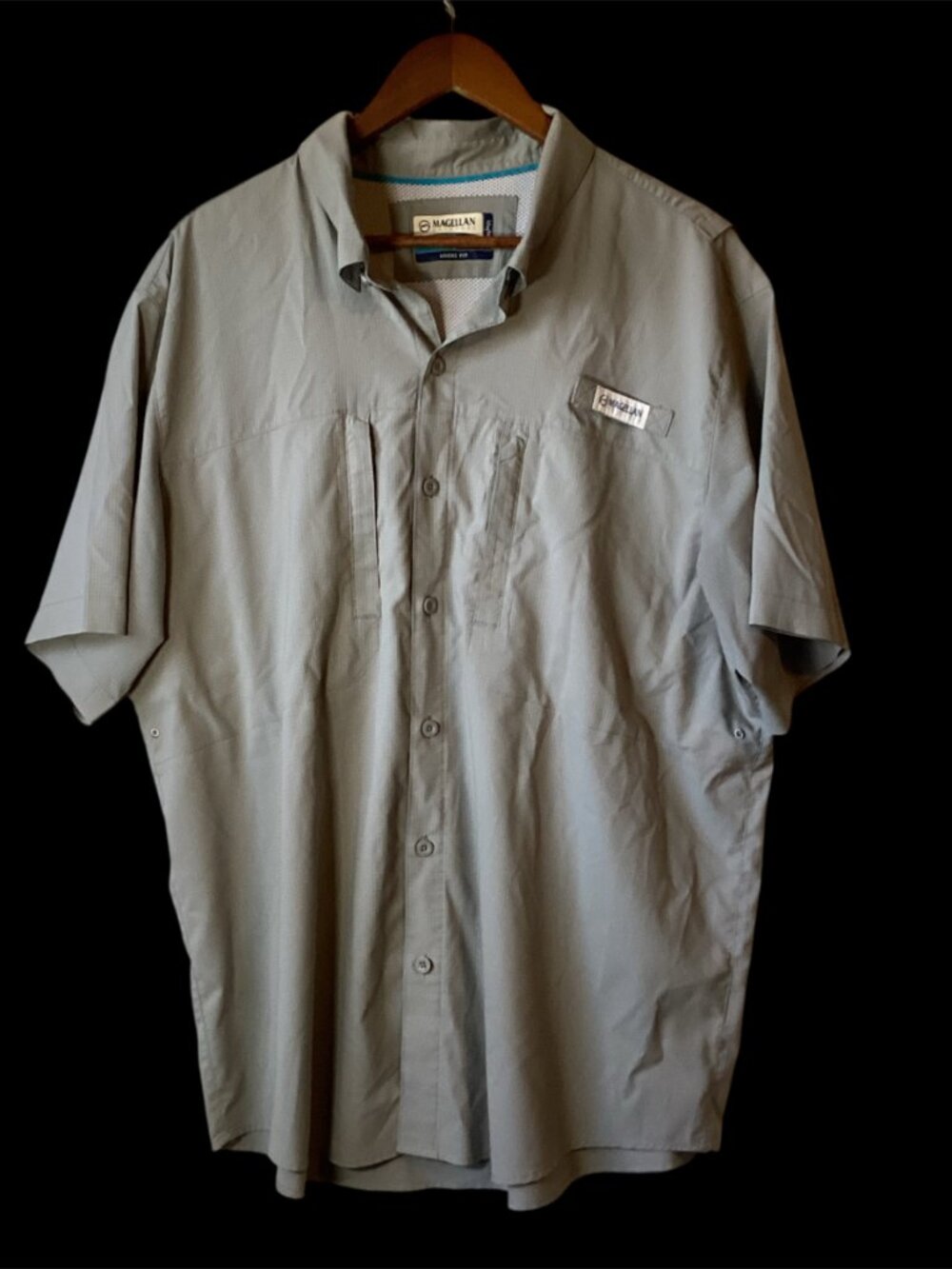 Magellan Outdoors Men's Short Sleeve Button-Up Shirt - Gray Size XL